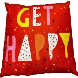 Ohh Deer throw pillow Get Happy red dots polyester soft 16x16" READ NEW